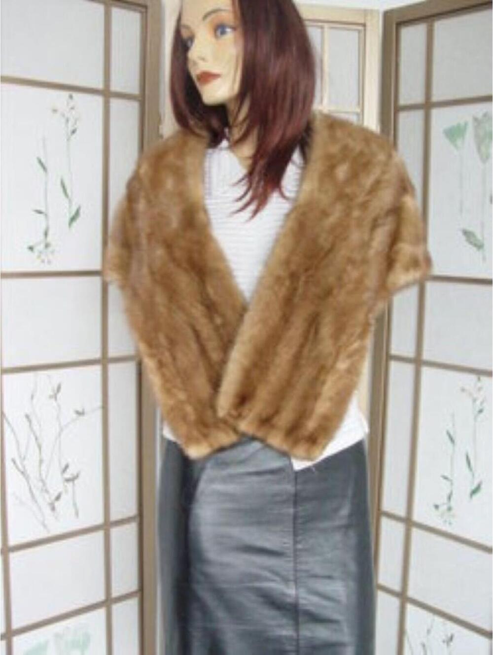 Scrap Item Canadian Pastel Mink Fur Stole Wrap Shawl Women Woman Sz Medium Large